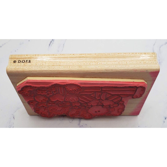 Cute Bunny's Armed with Love DOTS Wood Mounted Rubber Stamp U107 - Picture 2 of 7